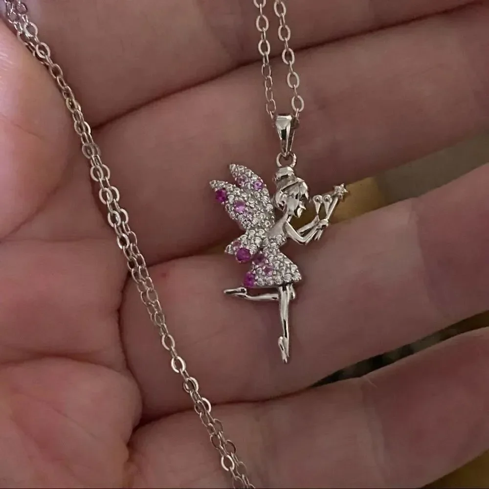 Tooth Fairy Sterling Silver Girls CZ Necklace